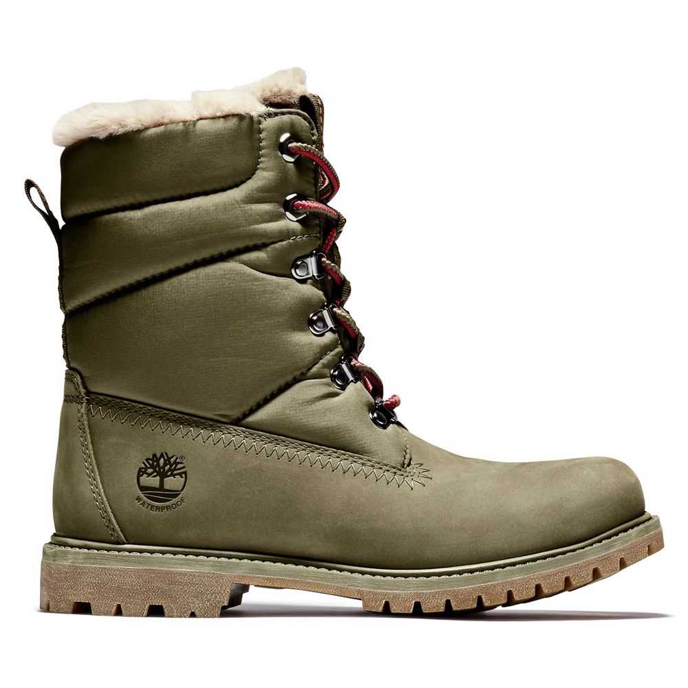 Bocanci 6-Inch Timberland Dama Masline Verzi - Premium Leather/Fabric Waterproof - Romania - TIANZC6